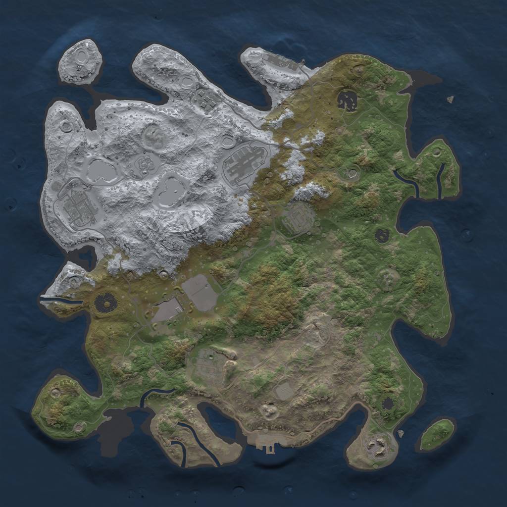 Rust Map: Procedural Map, Size: 3600, Seed: 843865093, 15 Monuments