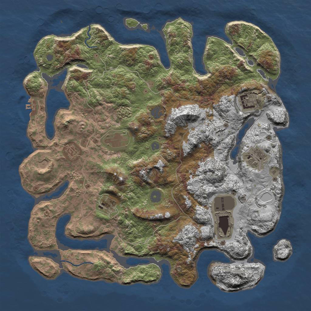 Rust Map: Procedural Map, Size: 4000, Seed: 29387492, 13 Monuments