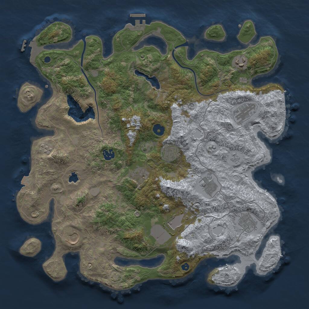Rust Map: Procedural Map, Size: 4000, Seed: 29387492, 16 Monuments