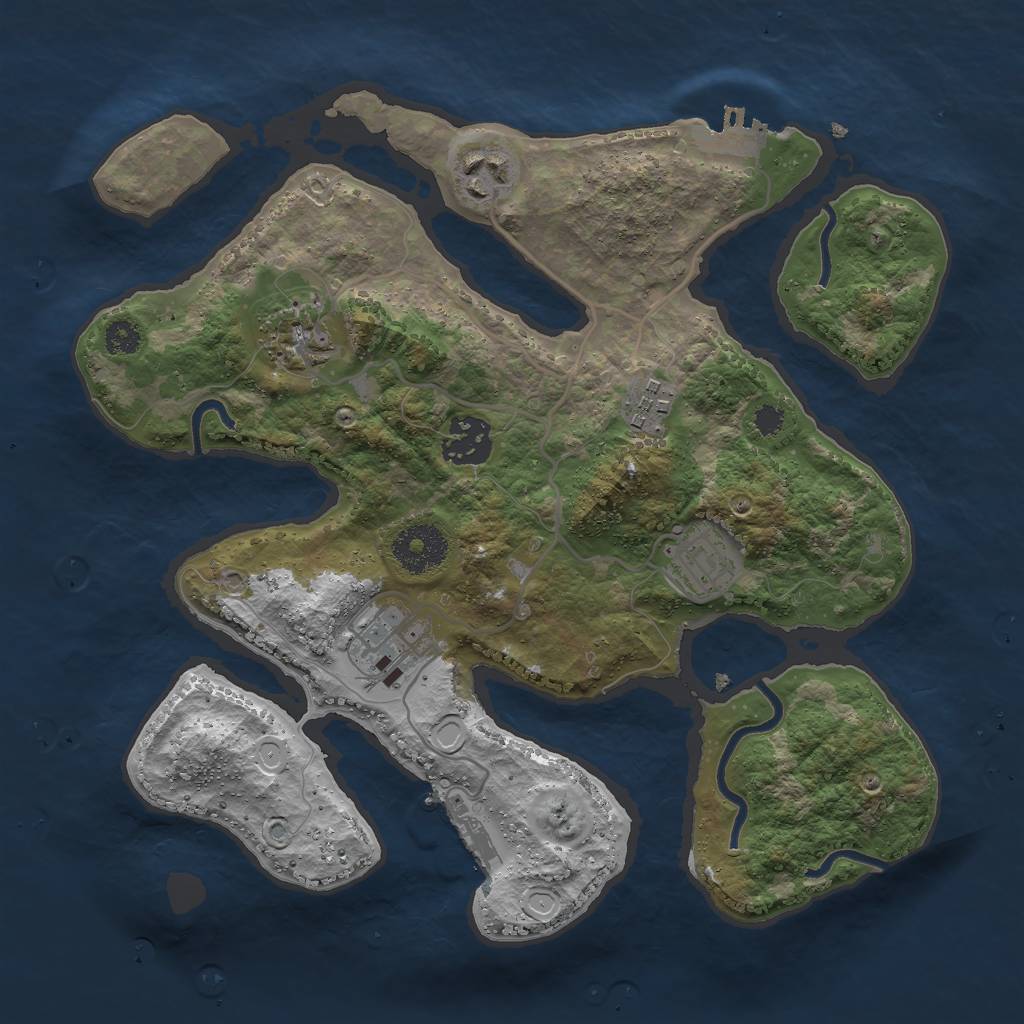 Rust Map: Procedural Map, Size: 3000, Seed: 778757250, 13 Monuments