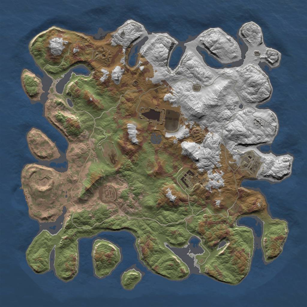 Rust Map: Barren, Size: 4000, Seed: 5000, 13 Monuments