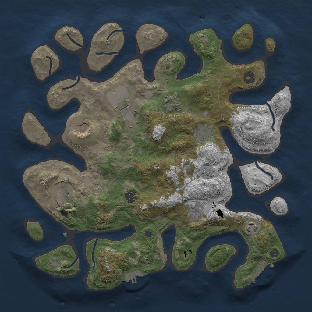 Rust Map: Procedural Map, Size: 3800, Seed: 1335, 14 Monuments