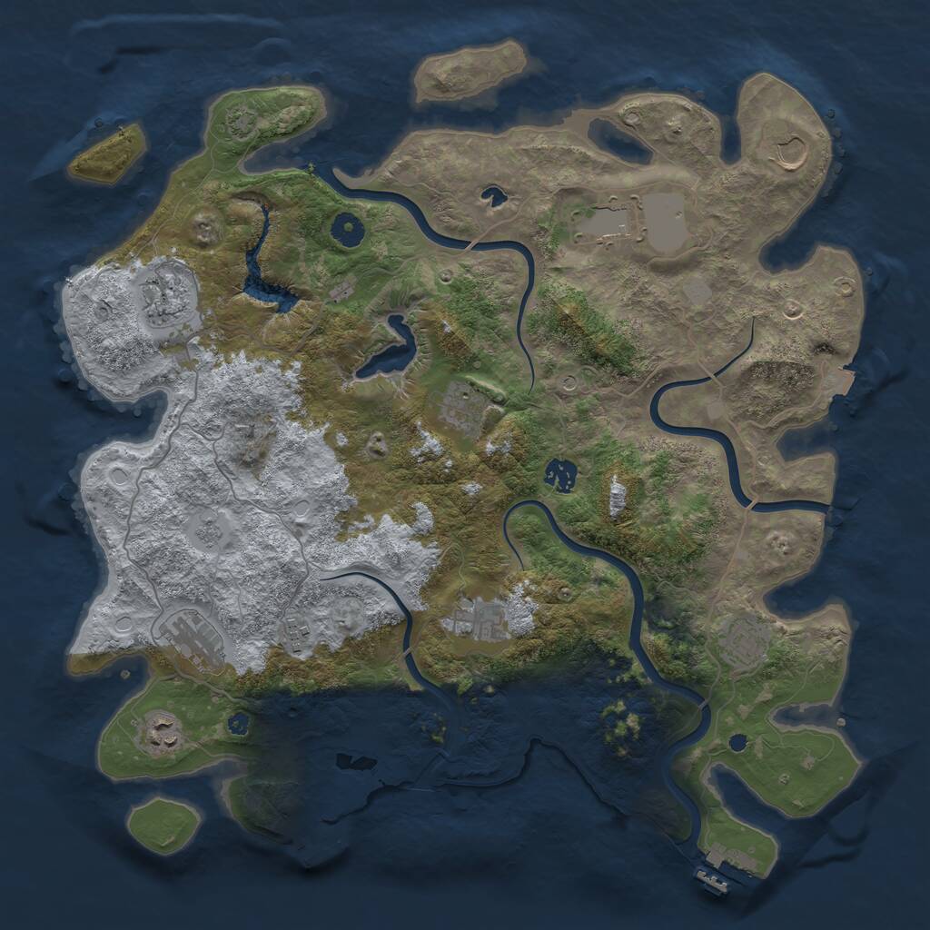 Rust Map: Procedural Map, Size: 4200, Seed: 51, 16 Monuments