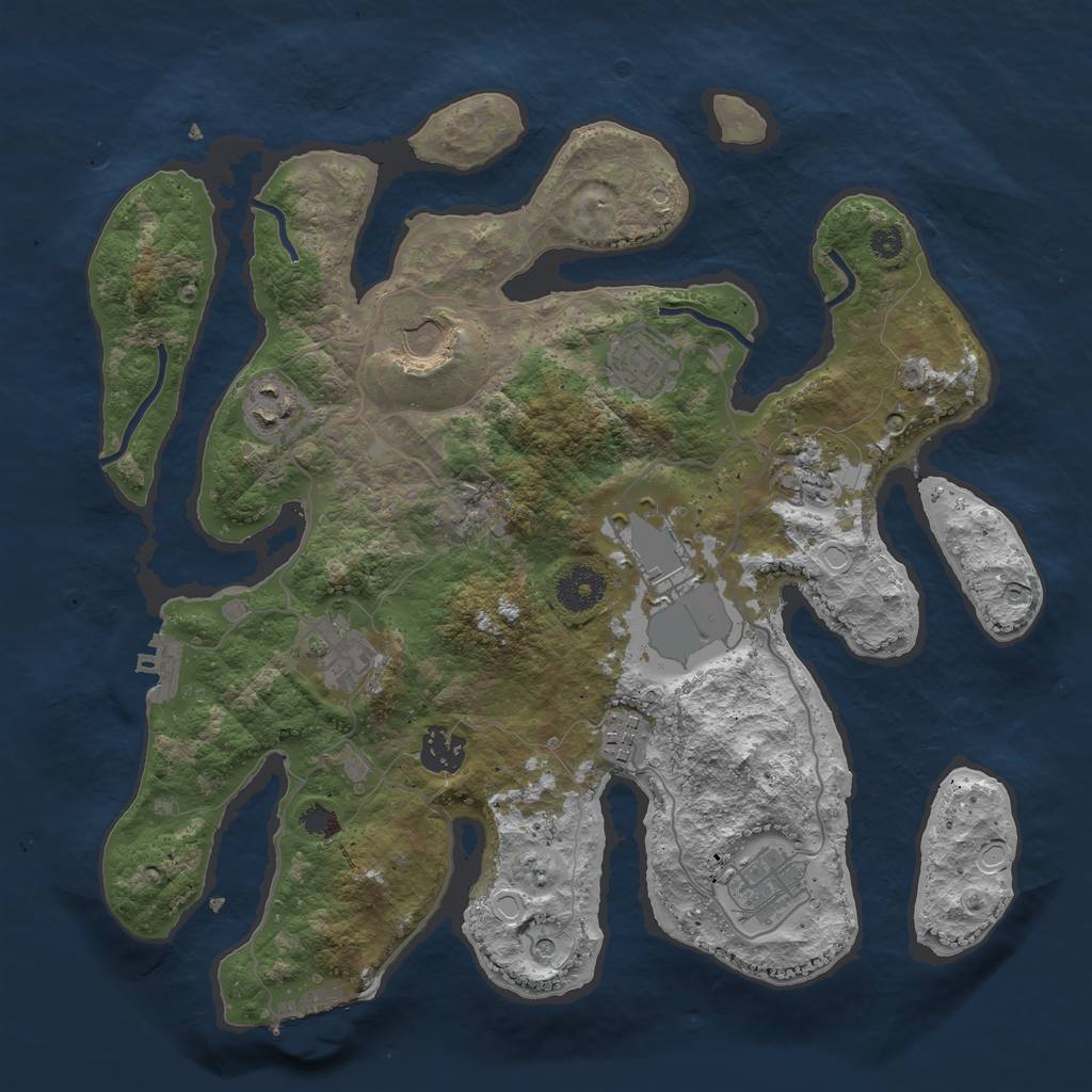 Rust Map: Procedural Map, Size: 3500, Seed: 769228, 17 Monuments