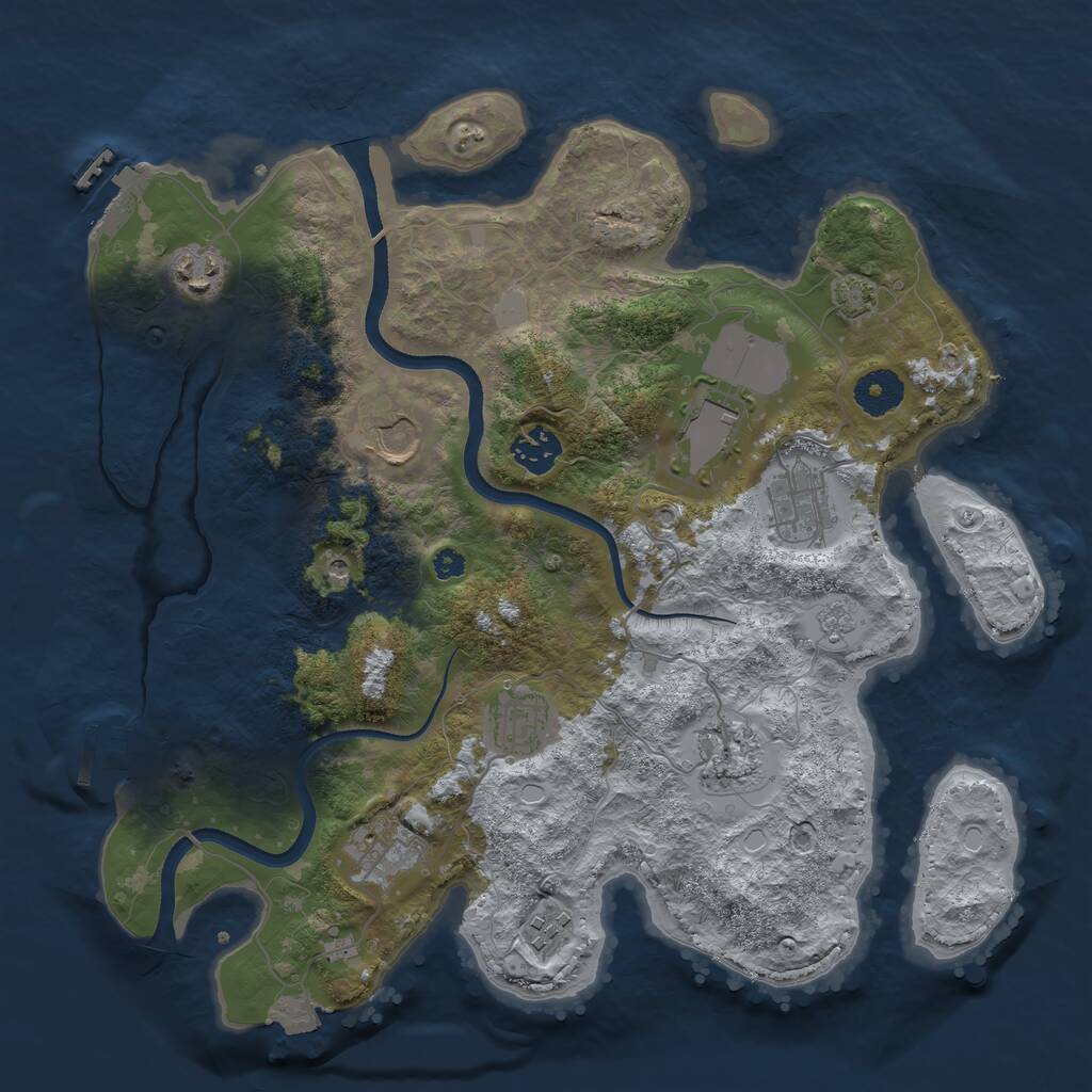 Rust Map: Procedural Map, Size: 3500, Seed: 769228, 15 Monuments