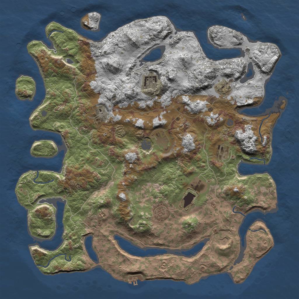 Rust Map: Procedural Map, Size: 4500, Seed: 1455, 14 Monuments