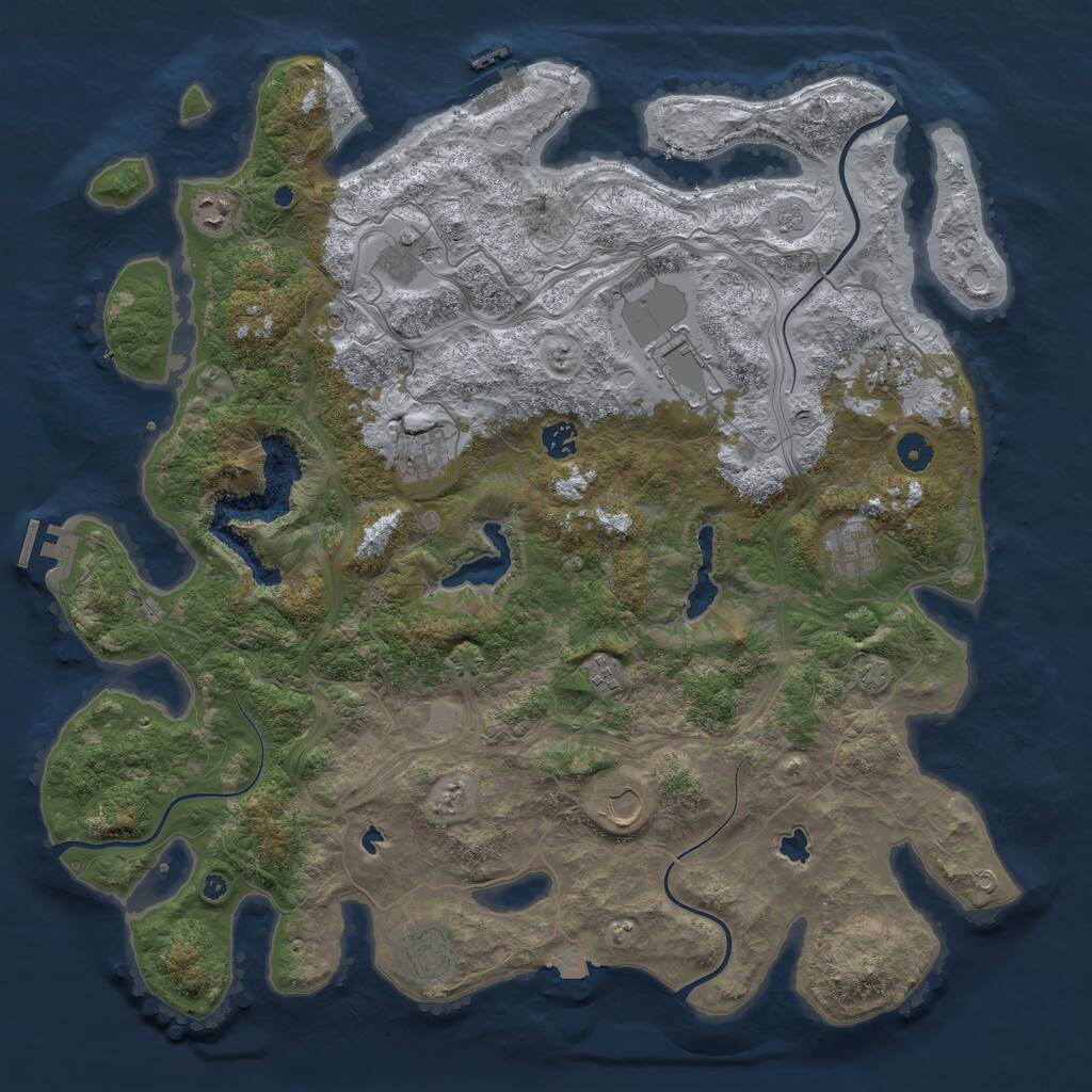 Rust Map: Procedural Map, Size: 4500, Seed: 1455, 16 Monuments