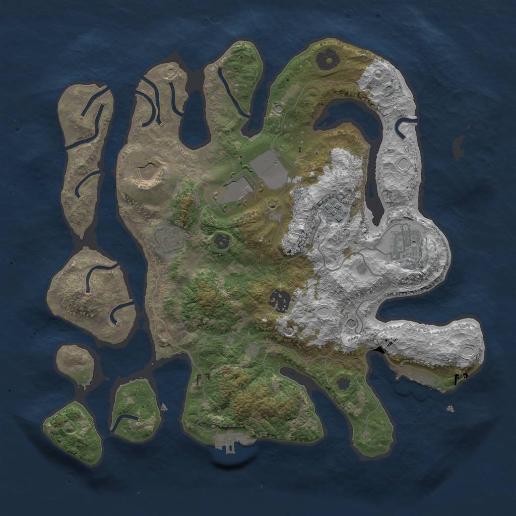 Rust Map: Procedural Map, Size: 3500, Seed: 1810673934, 14 Monuments