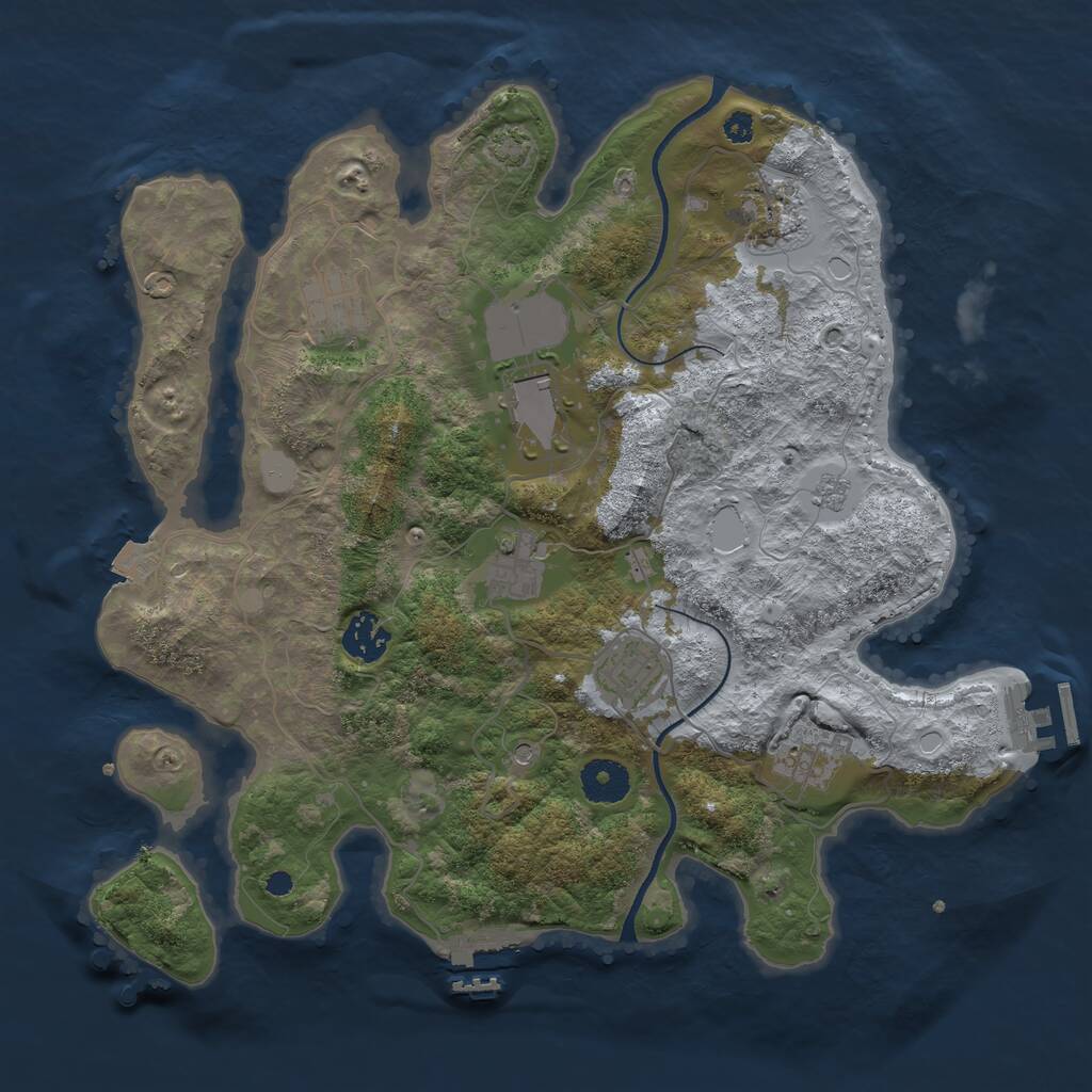 Rust Map: Procedural Map, Size: 3500, Seed: 1810673934, 13 Monuments