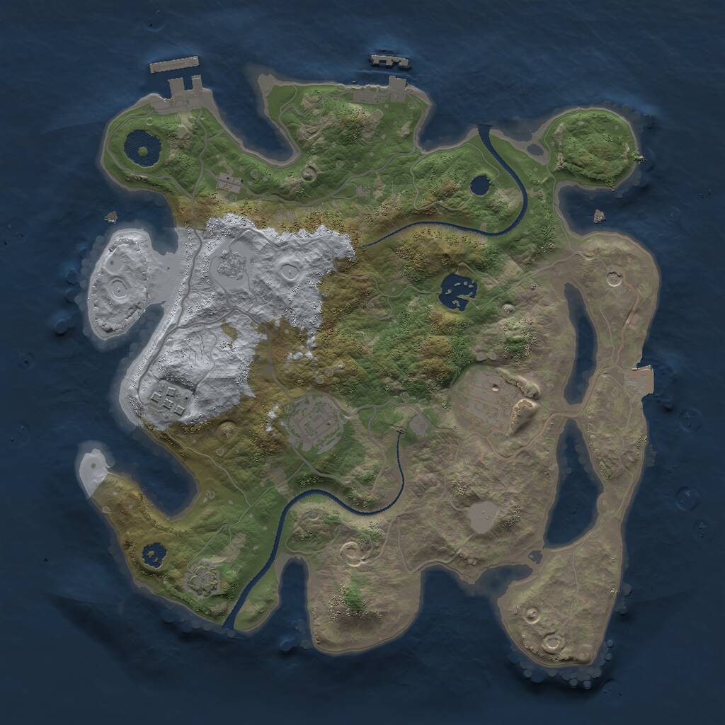 Rust Map: Procedural Map, Size: 3000, Seed: 1124, 10 Monuments