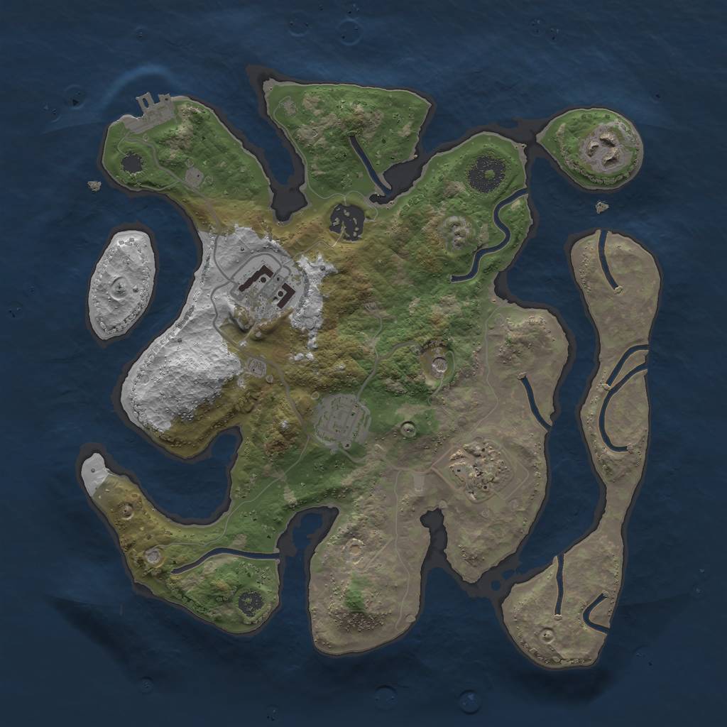 Rust Map: Procedural Map, Size: 3000, Seed: 1124, 9 Monuments