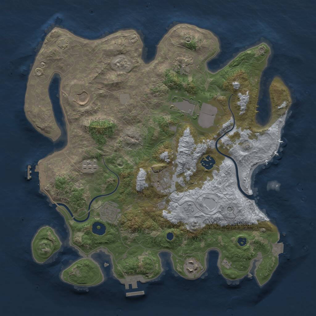 Rust Map: Procedural Map, Size: 3500, Seed: 110025423, 14 Monuments