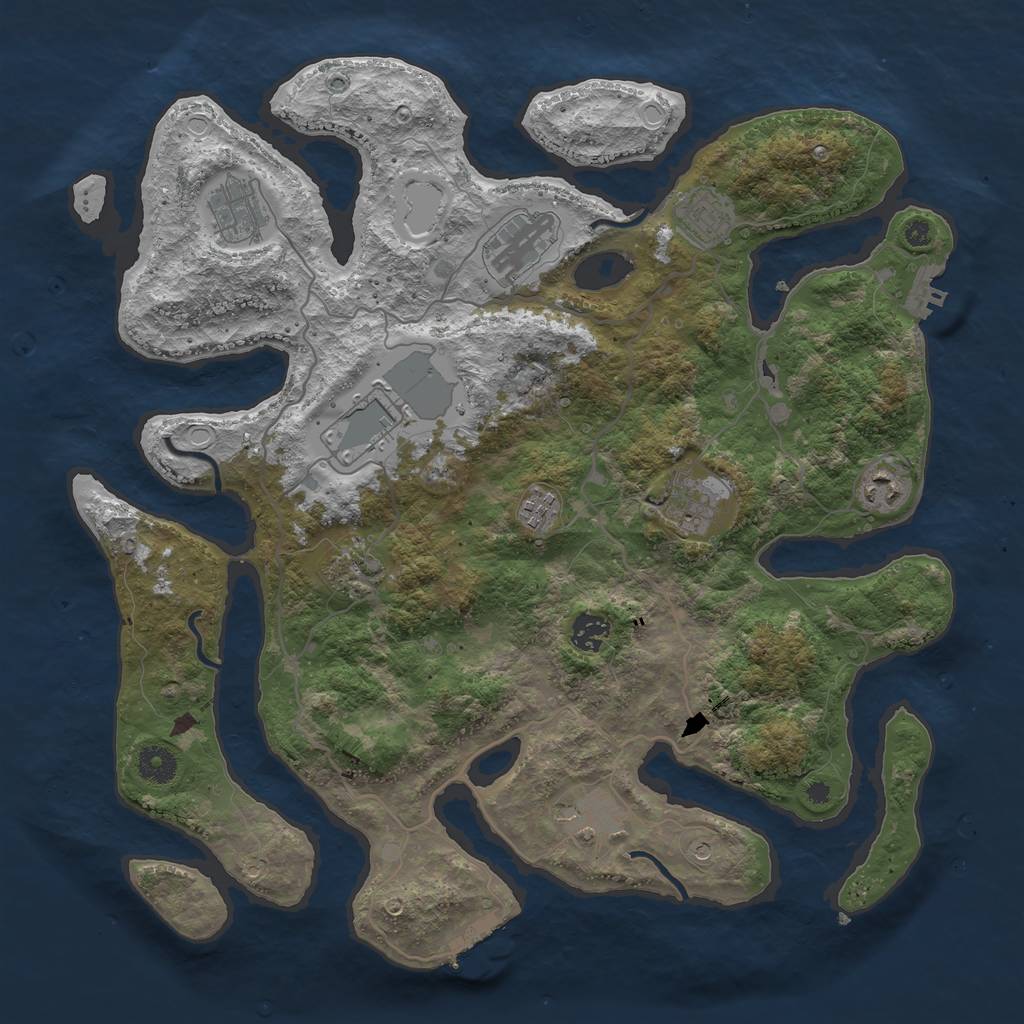 Rust Map: Procedural Map, Size: 4000, Seed: 12070915, 21 Monuments