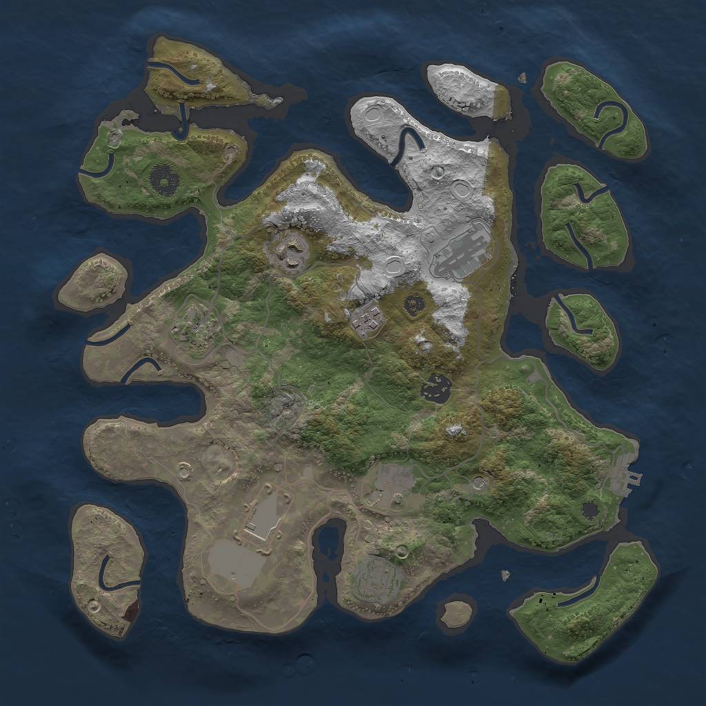 Rust Map: Procedural Map, Size: 3500, Seed: 864706050, 15 Monuments