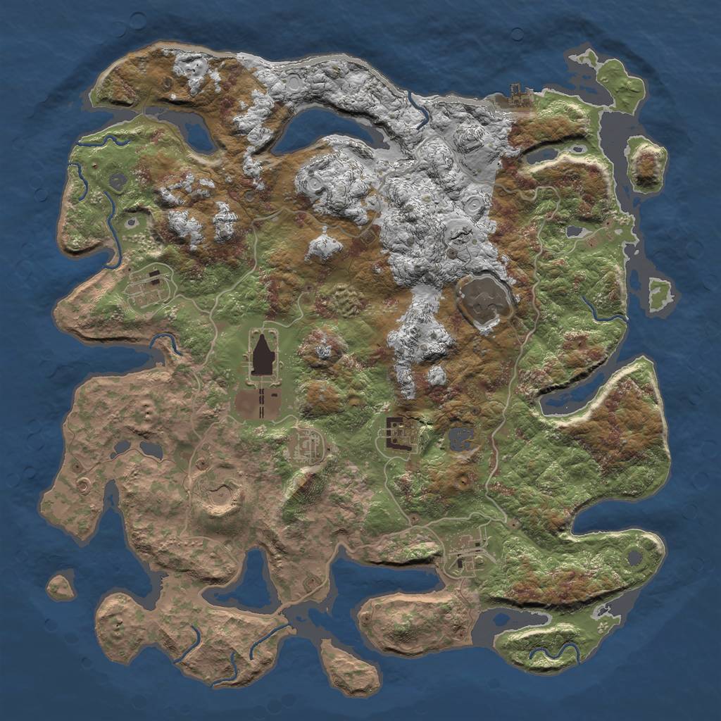 Rust Map: Procedural Map, Size: 4150, Seed: 290960, 13 Monuments