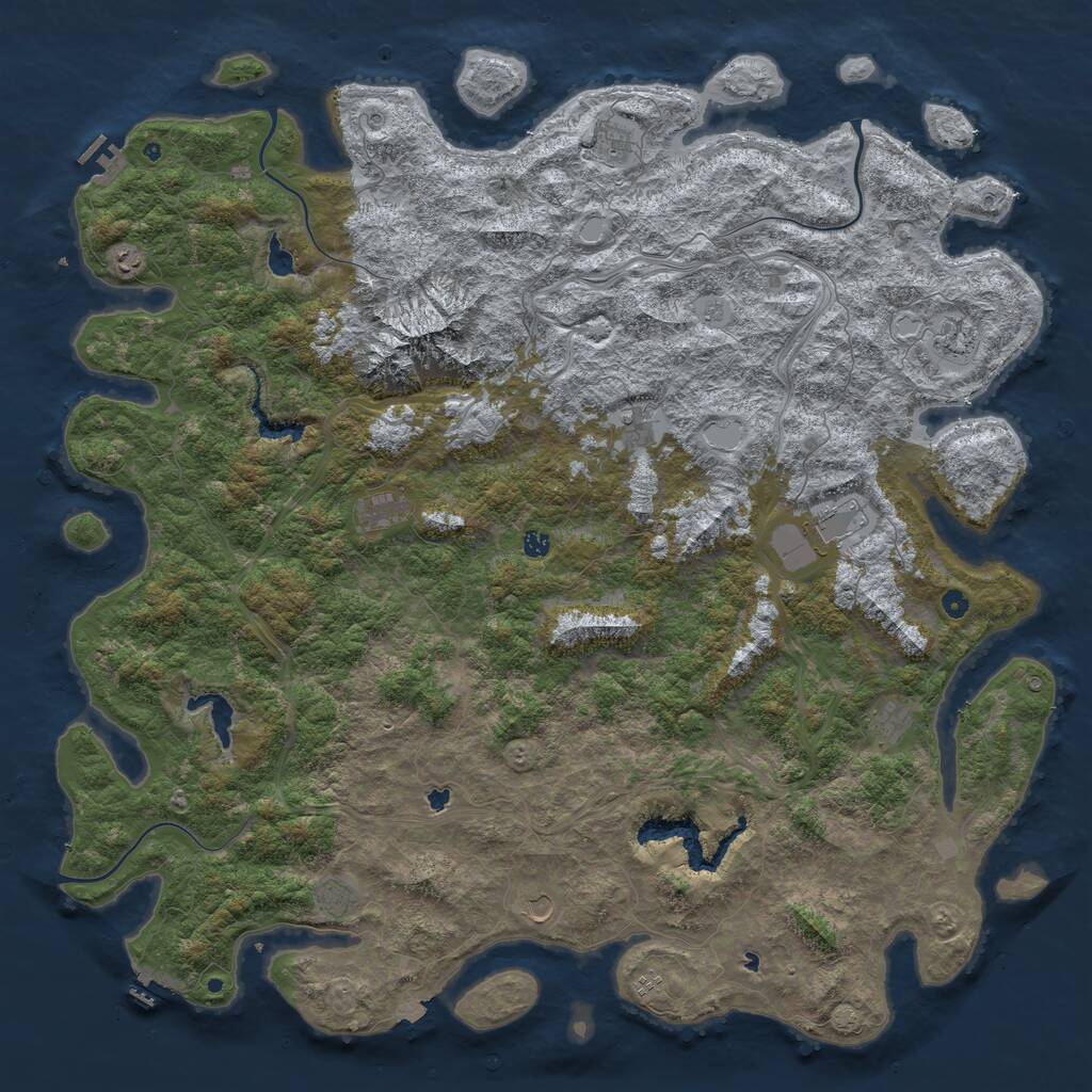 Rust Map: Procedural Map, Size: 6000, Seed: 991119910, 17 Monuments
