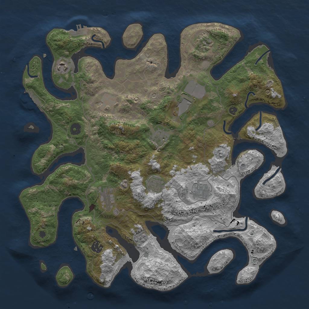 Rust Map: Procedural Map, Size: 4000, Seed: 250393, 15 Monuments