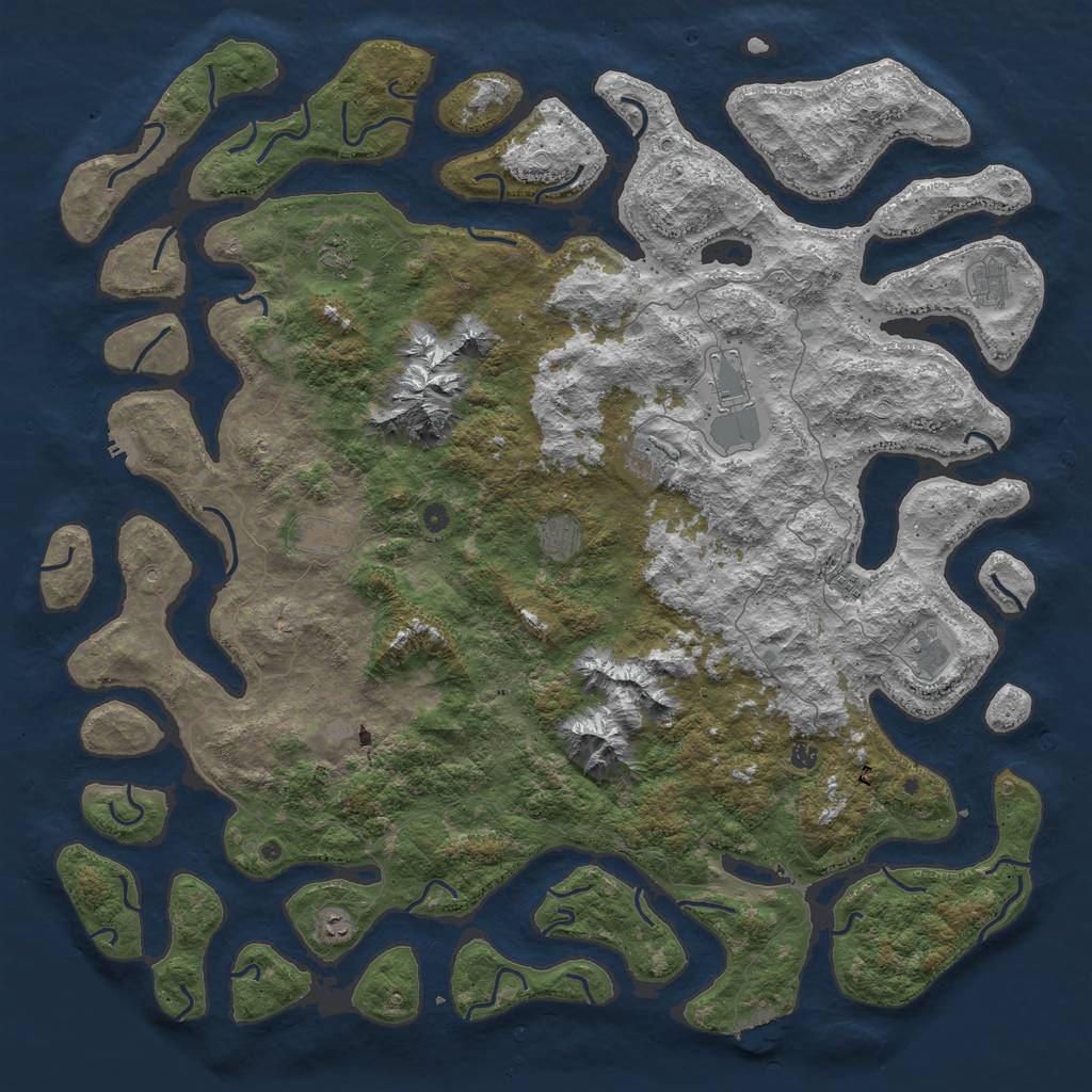 Rust Map: Procedural Map, Size: 6000, Seed: 95802796, 18 Monuments