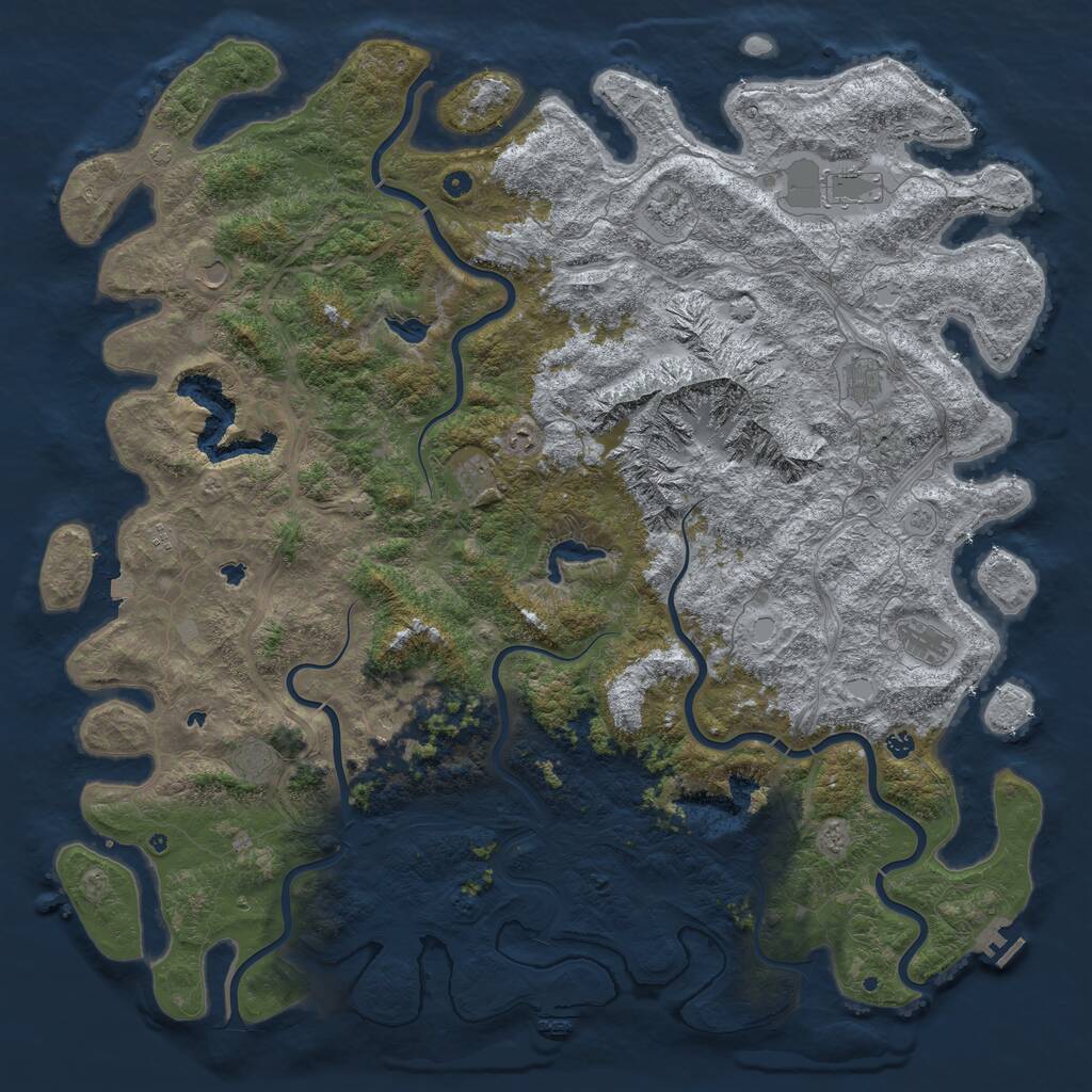 Rust Map: Procedural Map, Size: 6000, Seed: 95802796, 17 Monuments