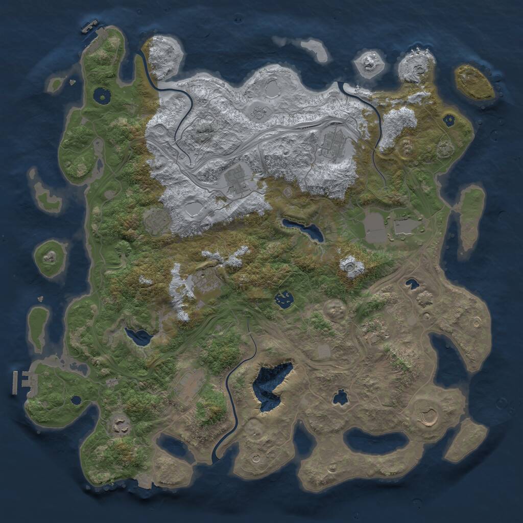 Rust Map: Procedural Map, Size: 4500, Seed: 2004, 16 Monuments