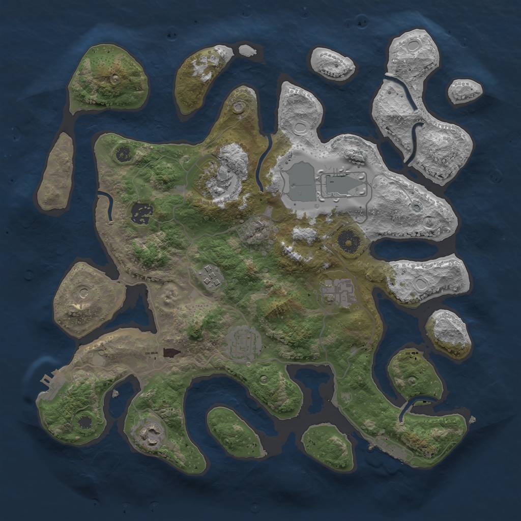 Rust Map: Procedural Map, Size: 3500, Seed: 4214212, 15 Monuments