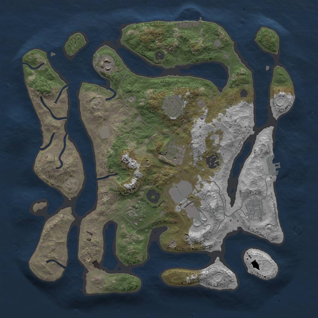 Rust Map: Procedural Map, Size: 3500, Seed: 17064, 15 Monuments