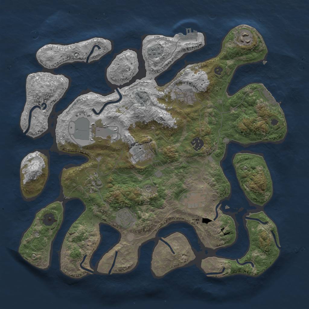 Rust Map: Procedural Map, Size: 3700, Seed: 52226328, 14 Monuments