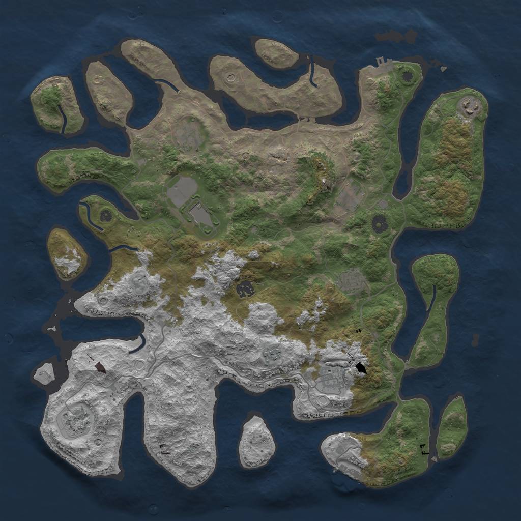 Rust Map: Procedural Map, Size: 4500, Seed: 1234123400, 17 Monuments