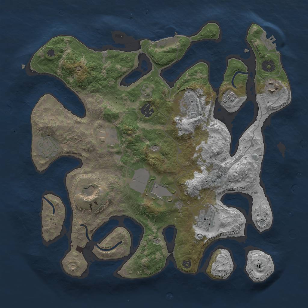 Rust Map: Procedural Map, Size: 3500, Seed: 774343, 14 Monuments