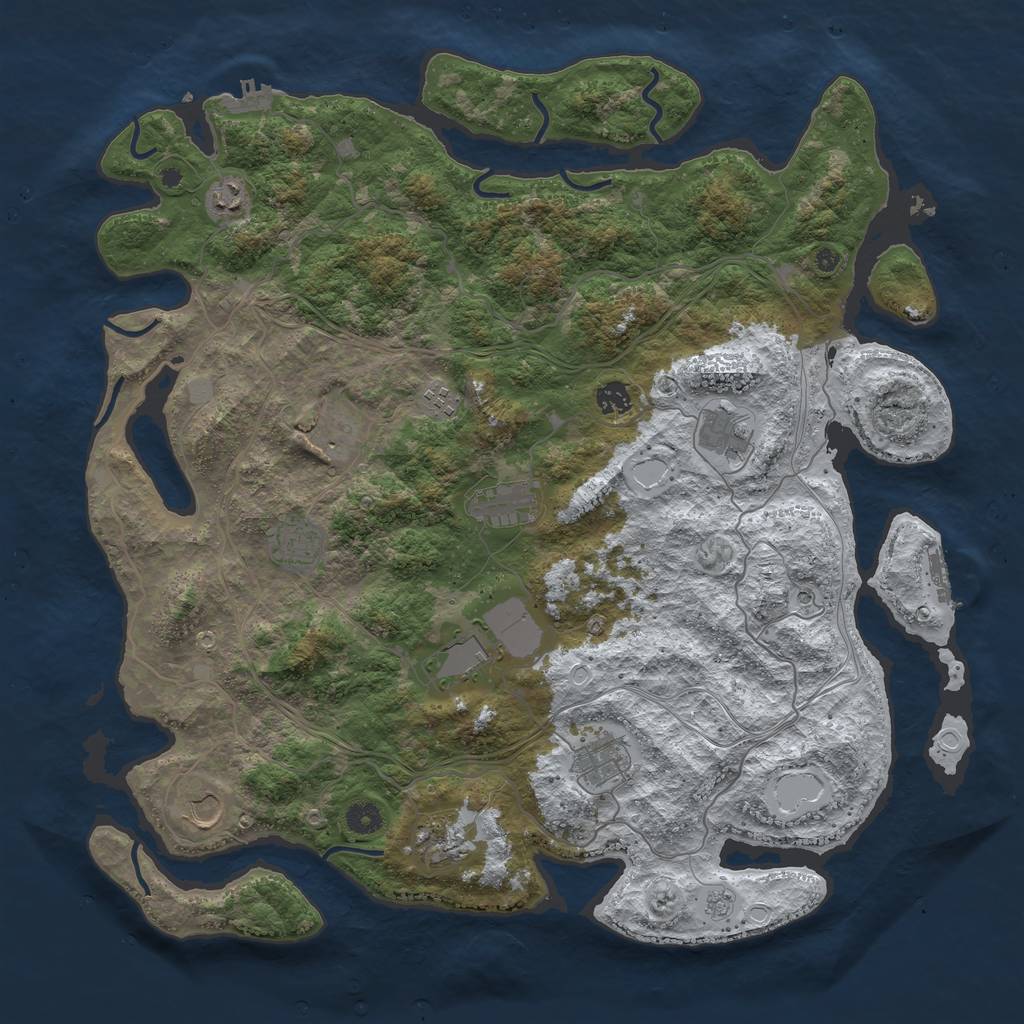 Rust Map: Procedural Map, Size: 4500, Seed: 1250251, 20 Monuments