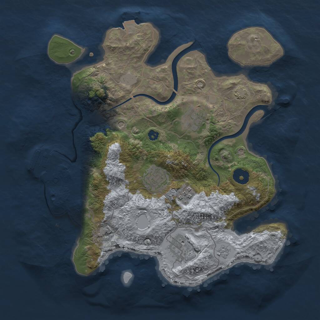 Rust Map: Procedural Map, Size: 3000, Seed: 2354, 9 Monuments