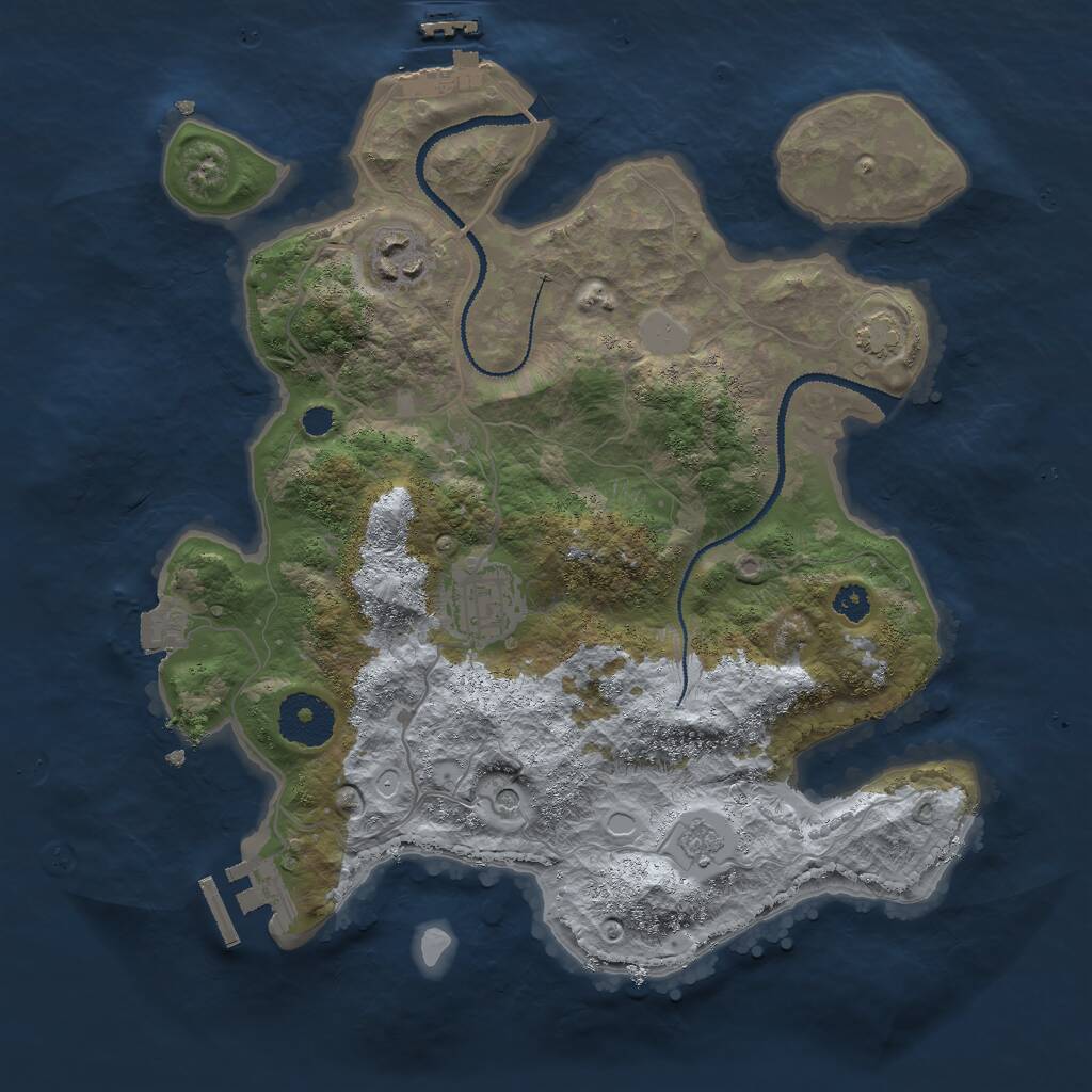 Rust Map: Procedural Map, Size: 3000, Seed: 2354, 8 Monuments