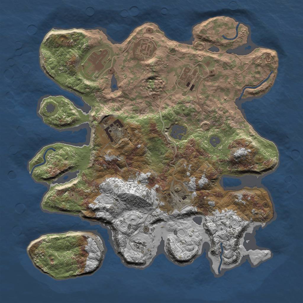 Rust Map: Procedural Map, Size: 3000, Seed: 2354, 10 Monuments