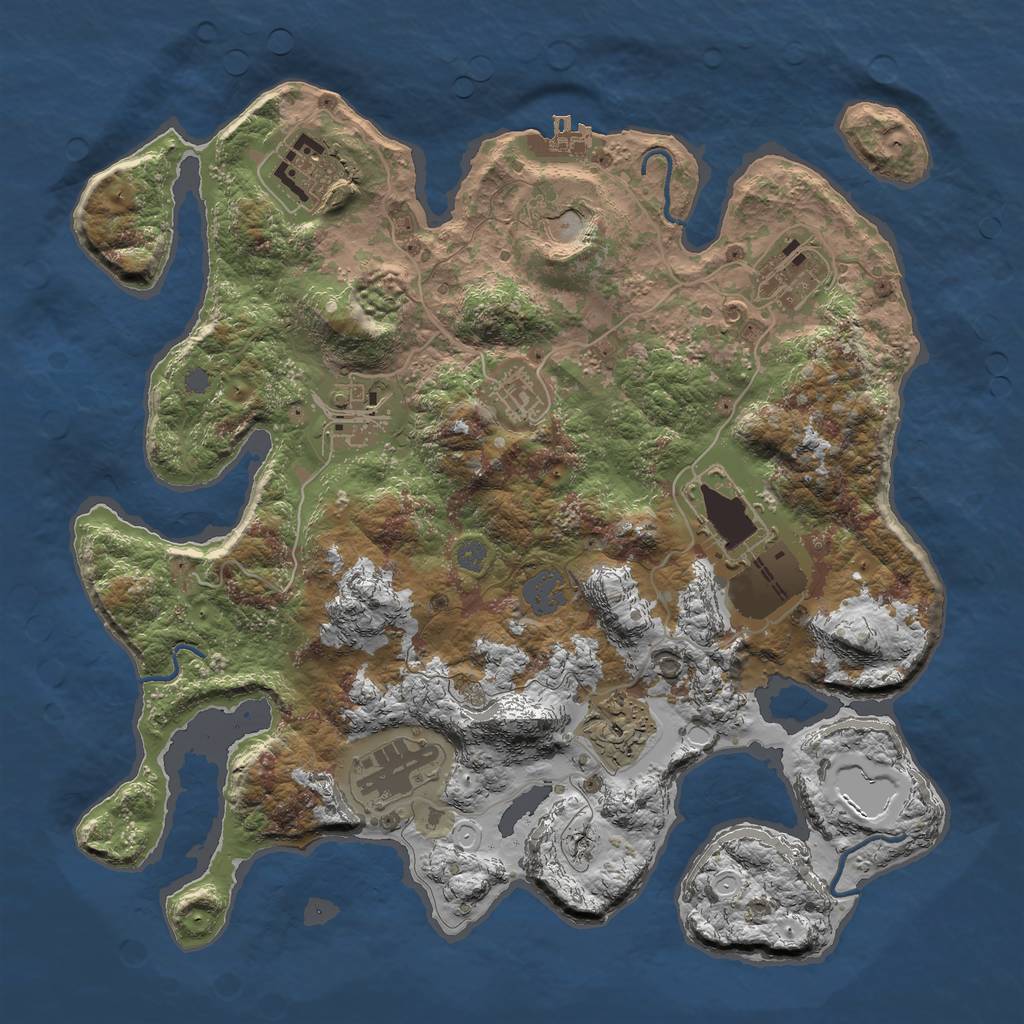 Rust Map: Procedural Map, Size: 3500, Seed: 21234, 14 Monuments