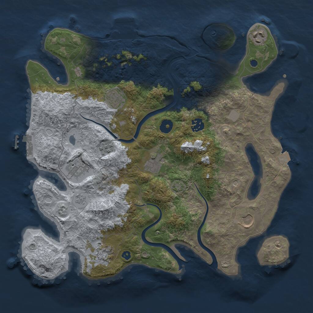 Rust Map: Procedural Map, Size: 3500, Seed: 32472389, 14 Monuments