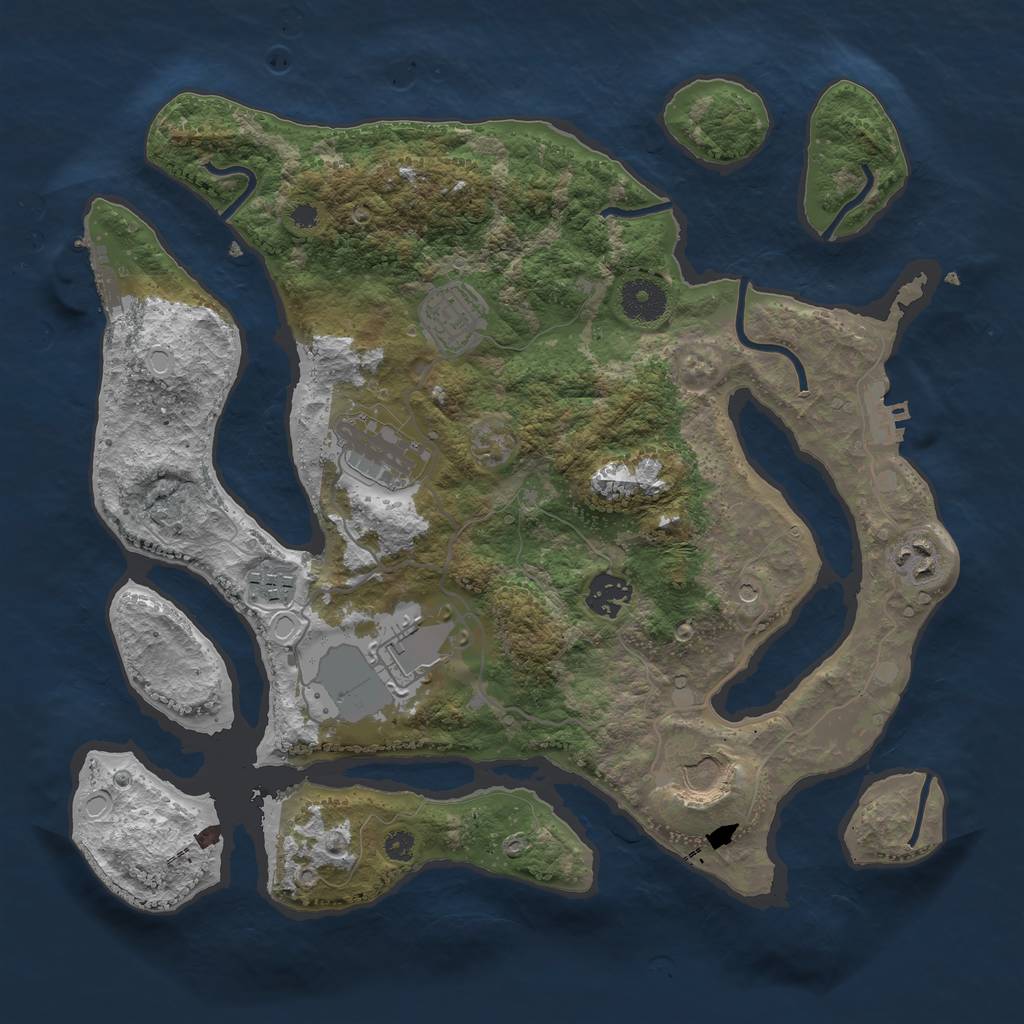 Rust Map: Procedural Map, Size: 3500, Seed: 32472389, 18 Monuments