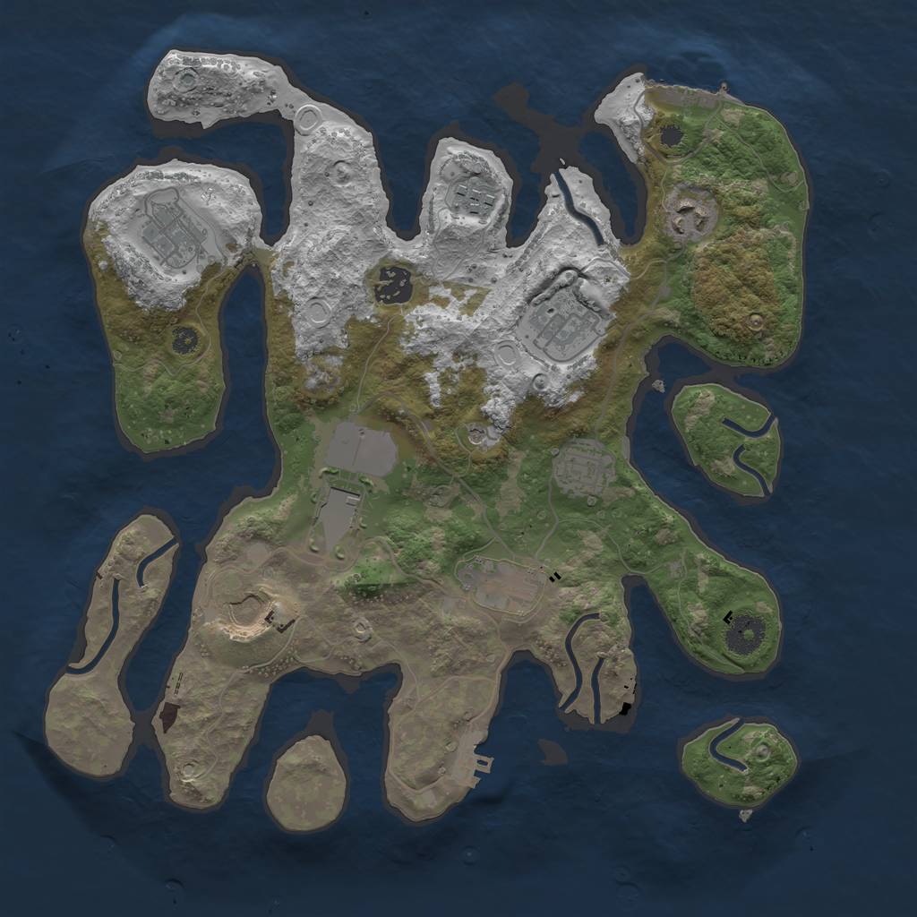 Rust Map: Procedural Map, Size: 3500, Seed: 1434567890, 17 Monuments