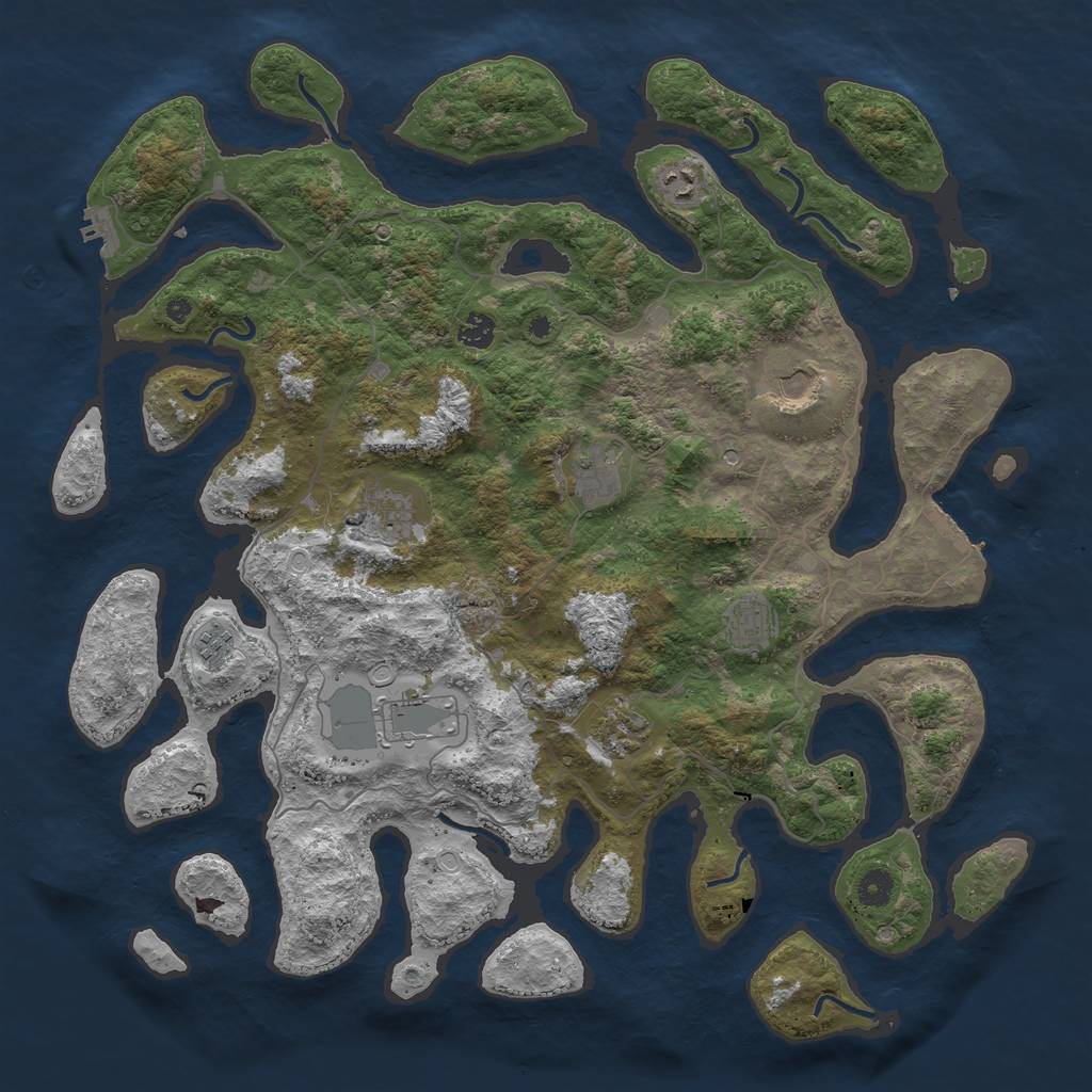 Rust Map: Procedural Map, Size: 4500, Seed: 428571207, 17 Monuments