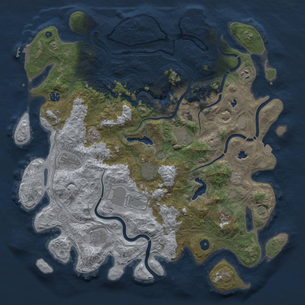 Rust Map: Procedural Map, Size: 4500, Seed: 428571207, 15 Monuments