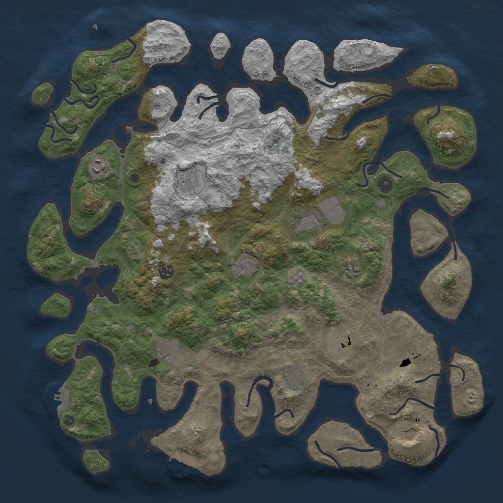 Rust Map: Procedural Map, Size: 4800, Seed: 569869, 16 Monuments