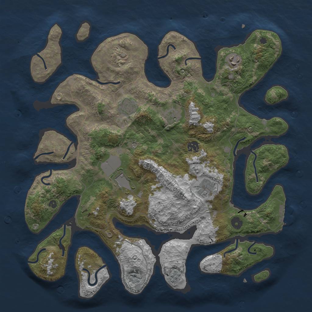 Rust Map: Procedural Map, Size: 4000, Seed: 6351, 12 Monuments
