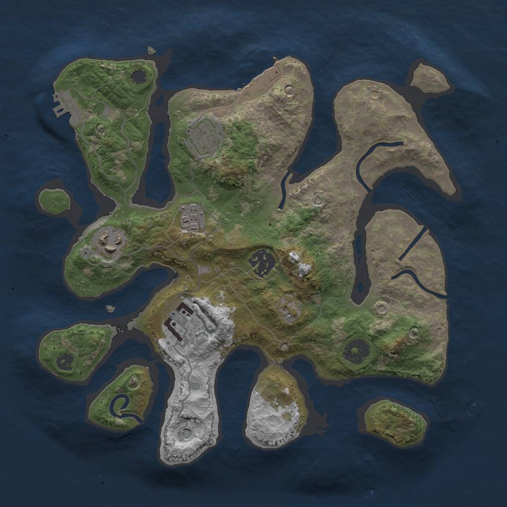 Rust Map: Procedural Map, Size: 3000, Seed: 981729871, 10 Monuments