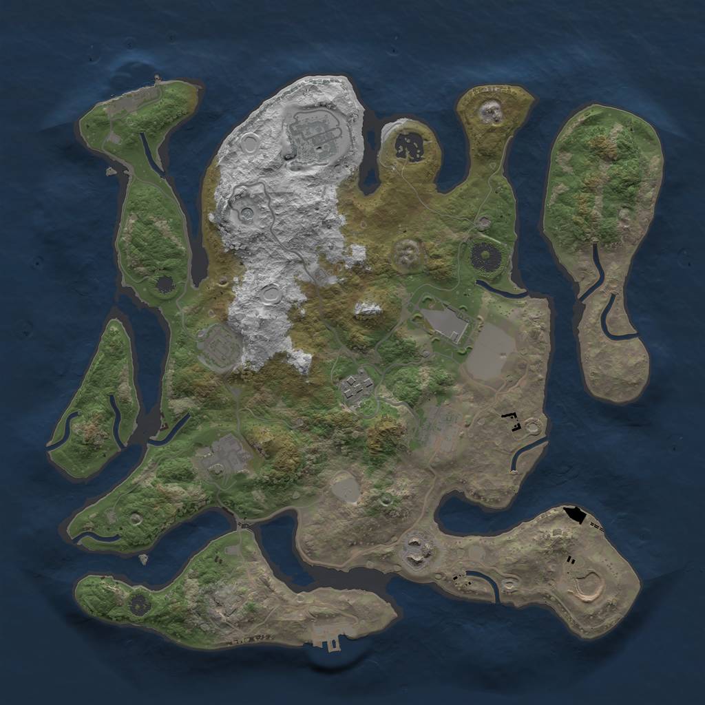 Rust Map: Procedural Map, Size: 3500, Seed: 314091311, 17 Monuments