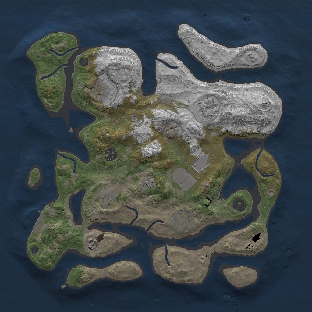 Rust Map: Procedural Map, Size: 3500, Seed: 13291, 12 Monuments