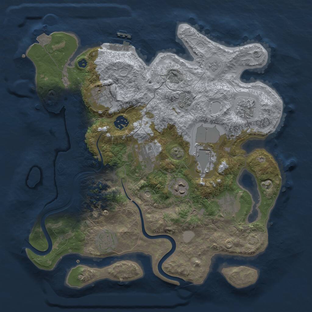 Rust Map: Procedural Map, Size: 3500, Seed: 13291, 14 Monuments