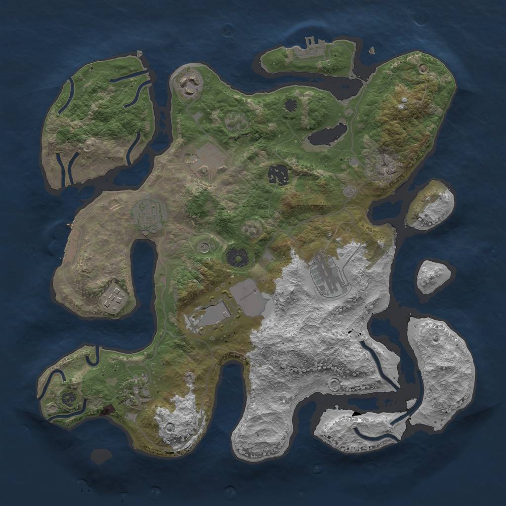 Rust Map: Procedural Map, Size: 3500, Seed: 6244, 13 Monuments