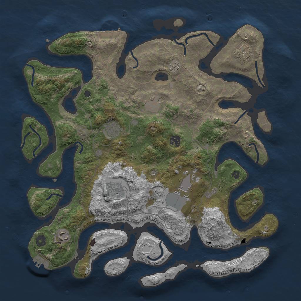 Rust Map: Procedural Map, Size: 4000, Seed: 678050, 16 Monuments