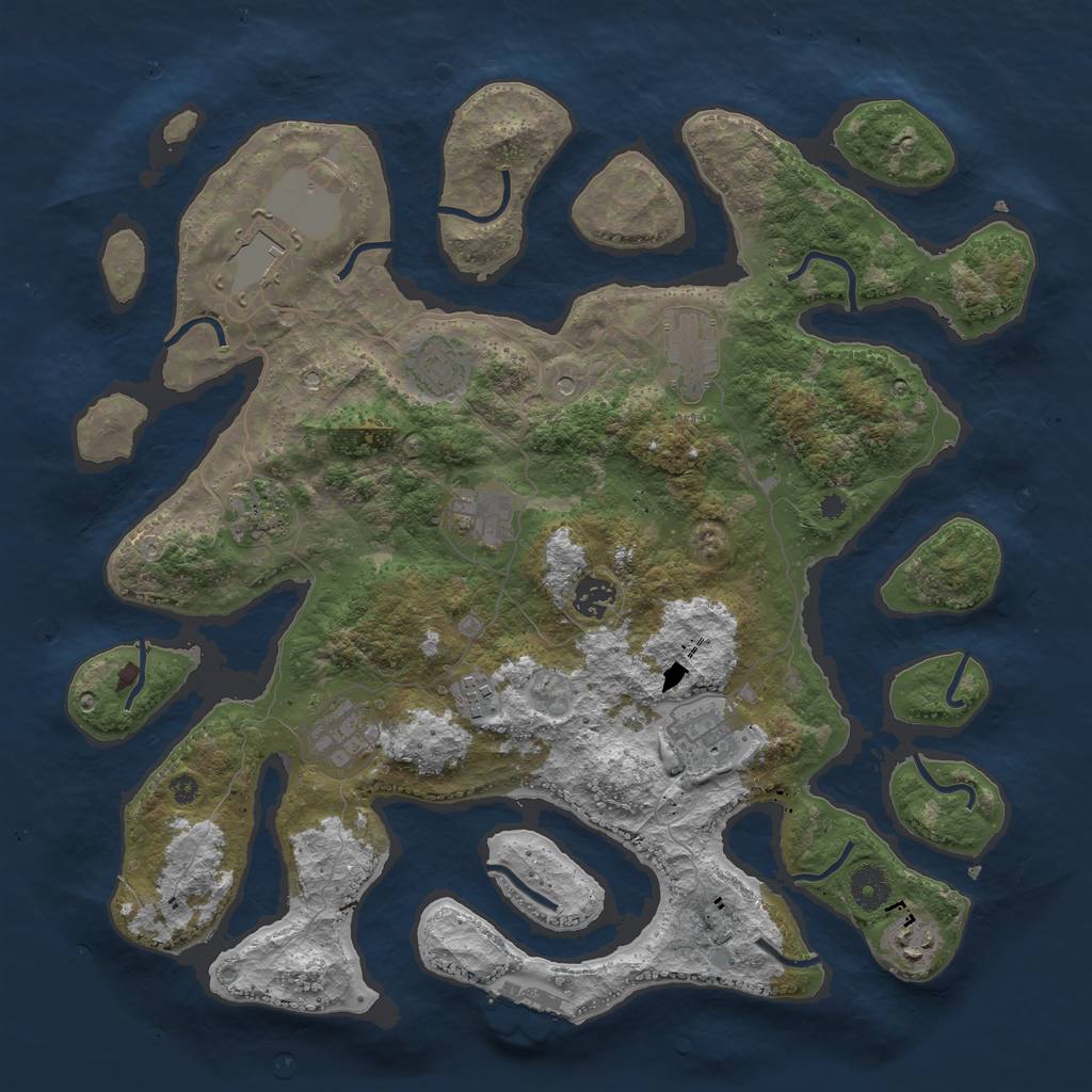 Rust Map: Procedural Map, Size: 3900, Seed: 1268603951, 14 Monuments