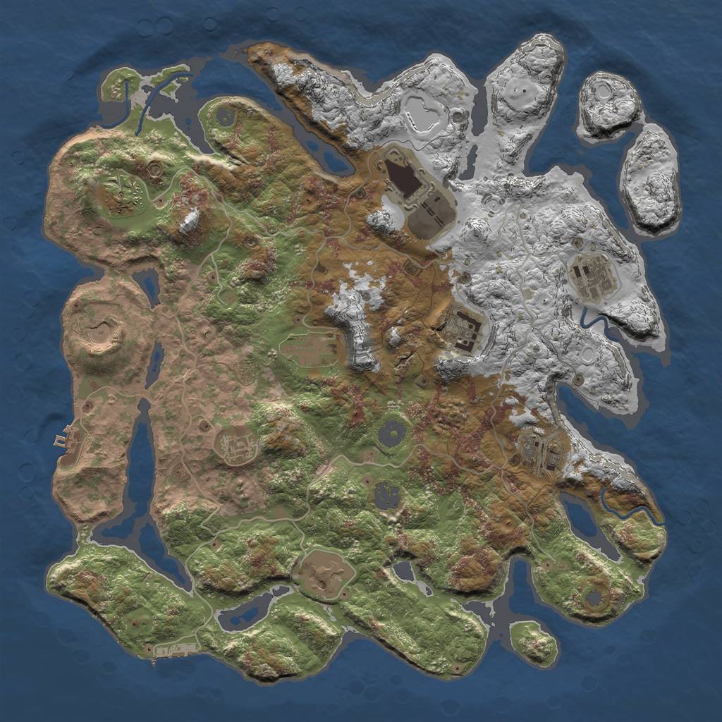 Rust Map: Procedural Map, Size: 4000, Seed: 1853990737, 16 Monuments