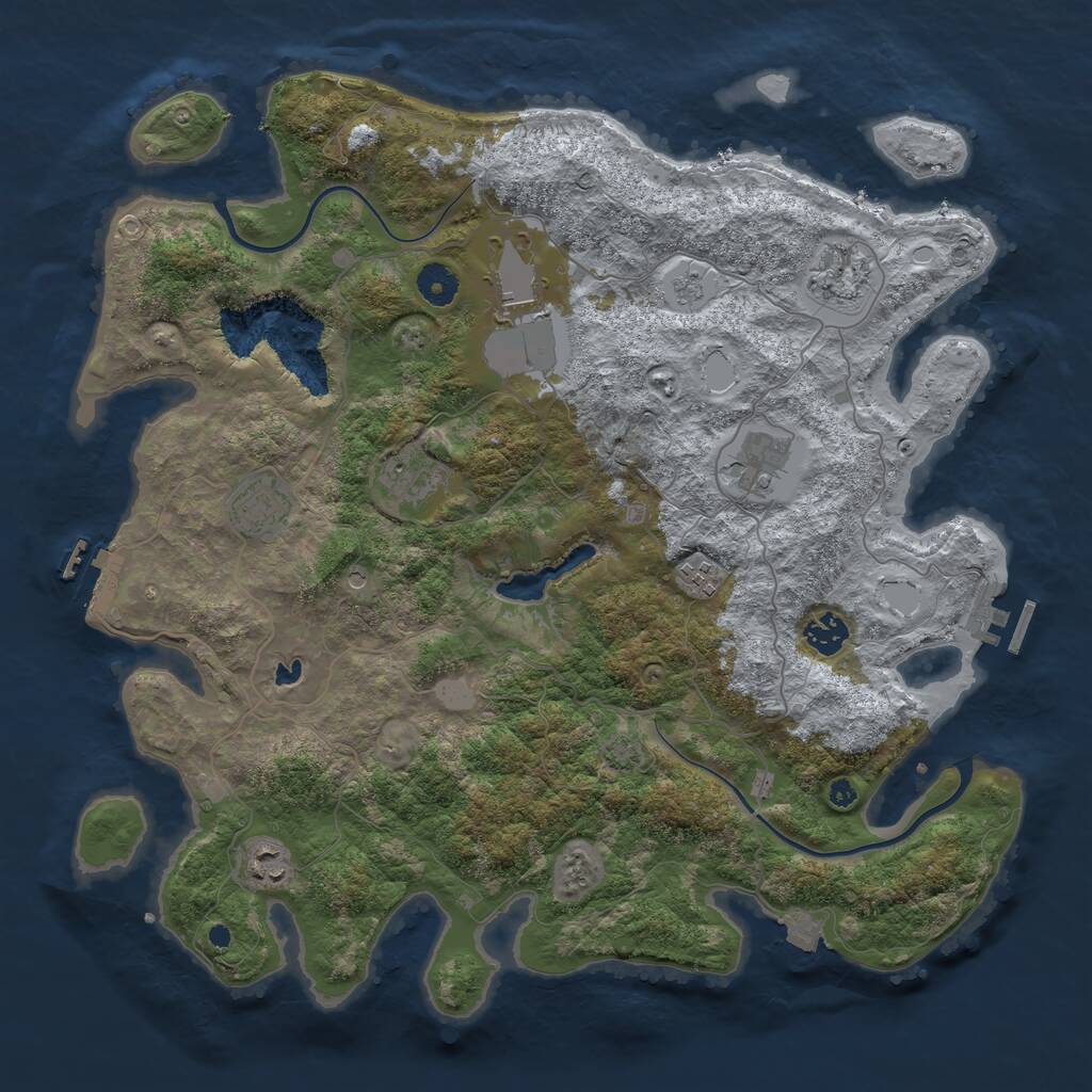 Rust Map: Procedural Map, Size: 4000, Seed: 1853990737, 14 Monuments